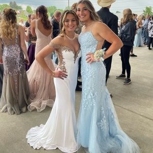 light blue long mermaid dress